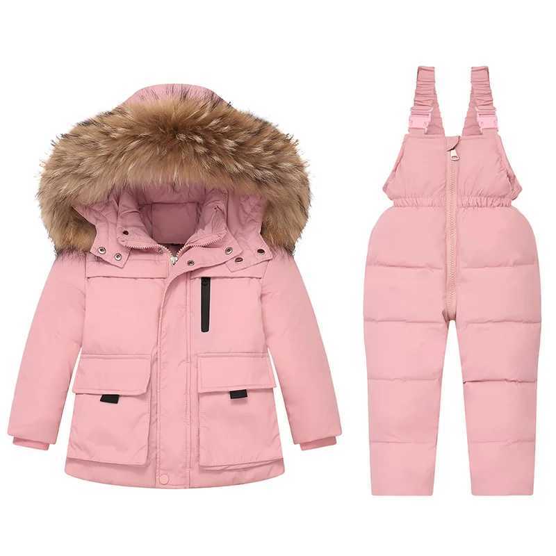 Down Coat Boy Baby Overalls Winter Warm Down Jacket jumpsuit s Parka Hooded Coat Snow toddler girl Clothes Clothing Set infant overcoat H241010