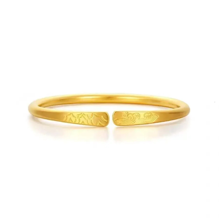 9999 Real Gold 24K Womens Promise Bracelet Yuegu Hair Open Bracelet 240929