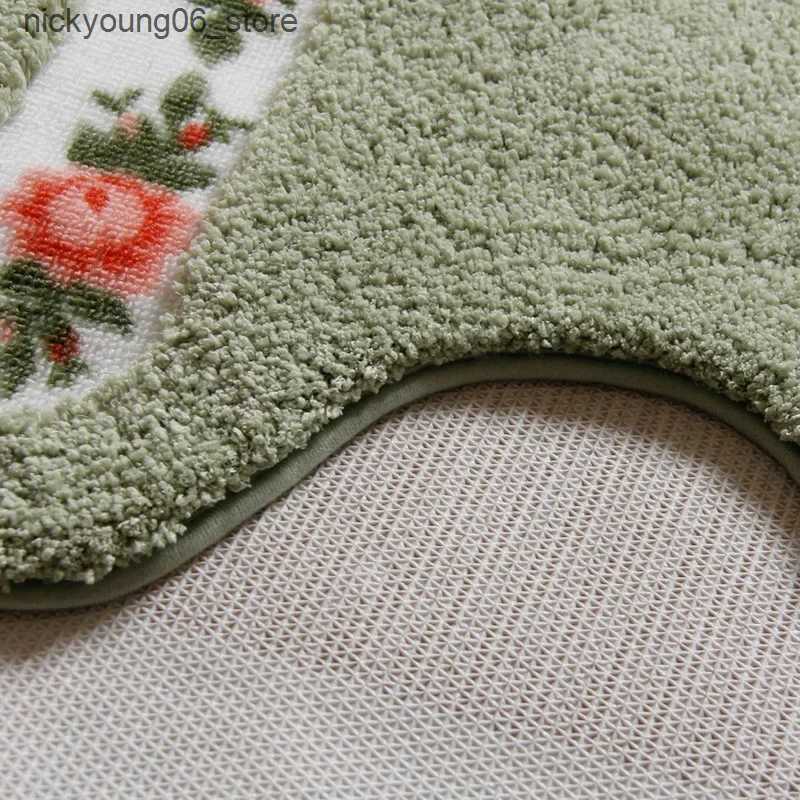 Non-Slip Bath Mats 50Cm Oval Toilet Pad Home Square Bathroom Floor Mat Coral Velvet Carpet Bathroom Rug Toilet Non-slip Bath Mats Absorbent Pads L2409