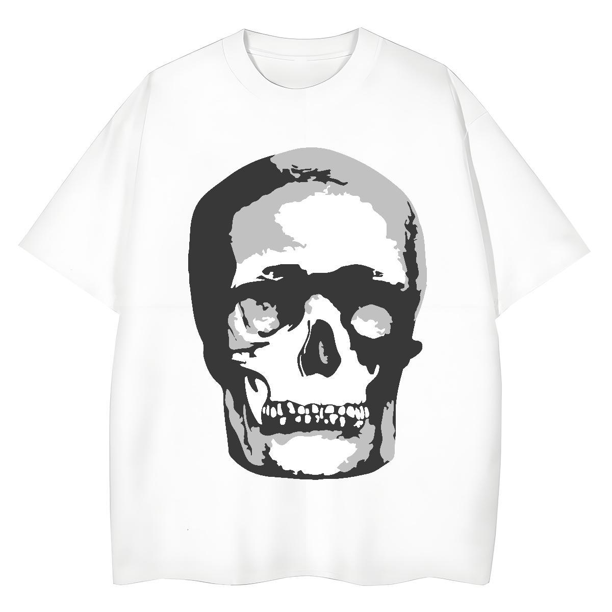 Brand Women T Shirts 100% Cotton 230g Breathable Crew Neck Street Wear skull Unisex Tshirts Lady Skull Tops Shirt