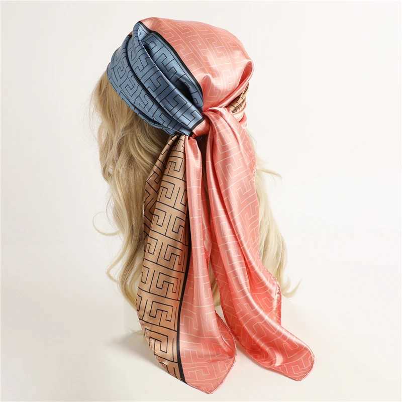 Bandanas Durag 90cm silk satin headscarf square scarf womens luxurious printed elegant hair handbag Foulard Shl Wrs neck tie headscarf J241010