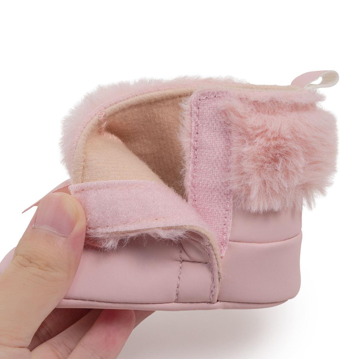 Pink Toddler With Bow Velvet Fluzzy Autumn Winter Baby Snow Boots Kids Girls Warm Shoes First Walkers Shoes 0-18M