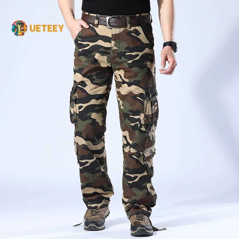 Camouflage cargo pants mens tactical camouflage jacket cotton multi pocket mens climbing sports pants casual mens city work pants W241009