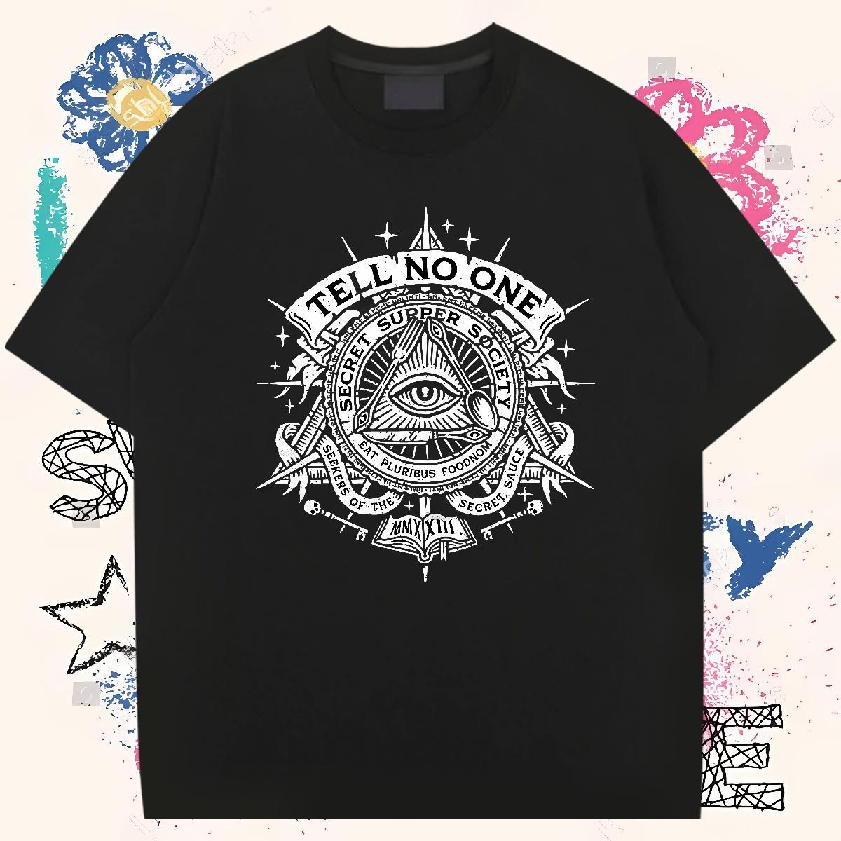 High Quality Mens T Shirts 230g 100% Cotton eye of the devil Street White Plus Size Short Sleeve Soft Tshirts New Clothes