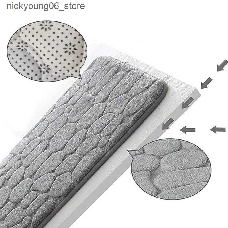 Non-Slip Bath Mats Emed Pebble Bath Rug Memory Foam Absorbent Floor MatIndoor Floor Mat Non-Slip Door Rug Bathroom Accessories L240910