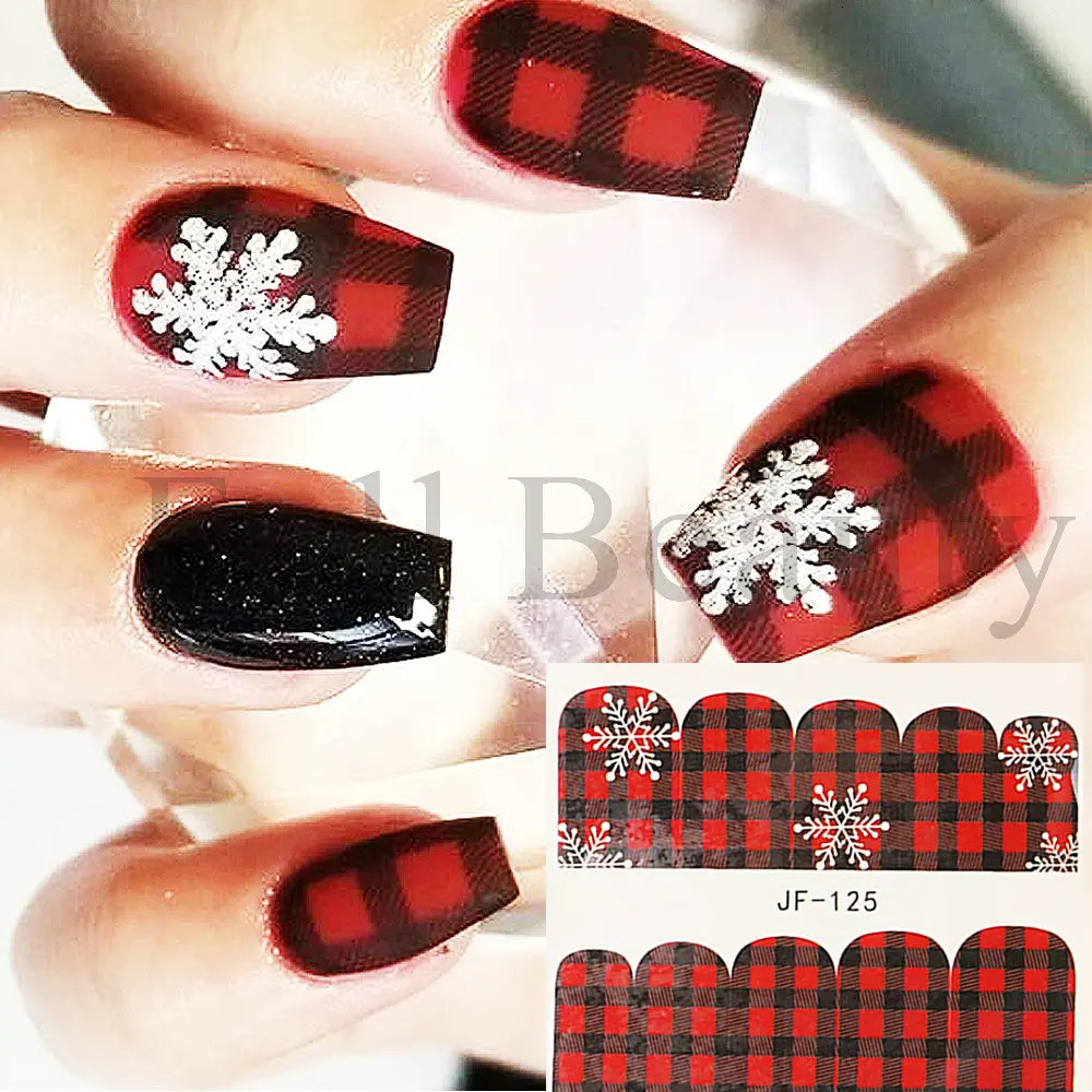 12 Christmas nail art stickers wool plain weave snowflake winter theme water decoration stickers handmade decoration GLJ21-132 241008