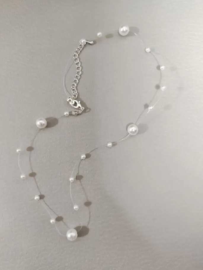 Imitation White Pearl Beaded Chain Necklace Elegant Jewelry for WomenX241009