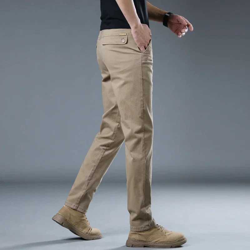 Spring and Autumn Winter Pure Cotton Casual Slimming Pants New Mens Full Match Loose Straight Pants 2023 Grey Khaki W241009