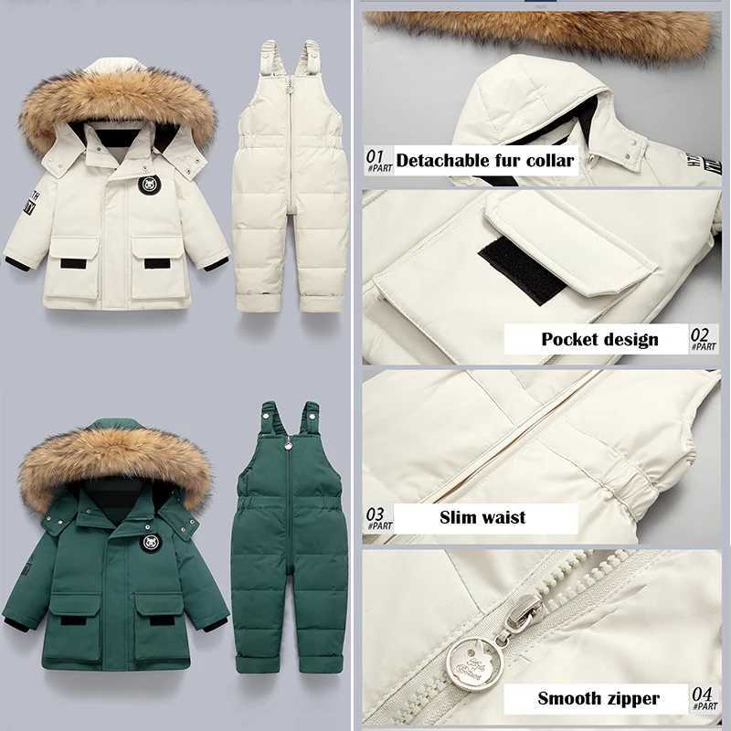 Down Coat Childrens down jackets for winter and autumn warm boys jackets natural fur collars baby snow jackets Parkas jackets for 1-5 years H241010