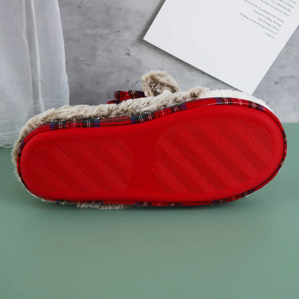 Women Christmas Elk House Slippers Non-slip Plush Cotton Slippers Cozy Reindeer Soft Shoes for Cold Weather Home Indoor 241010