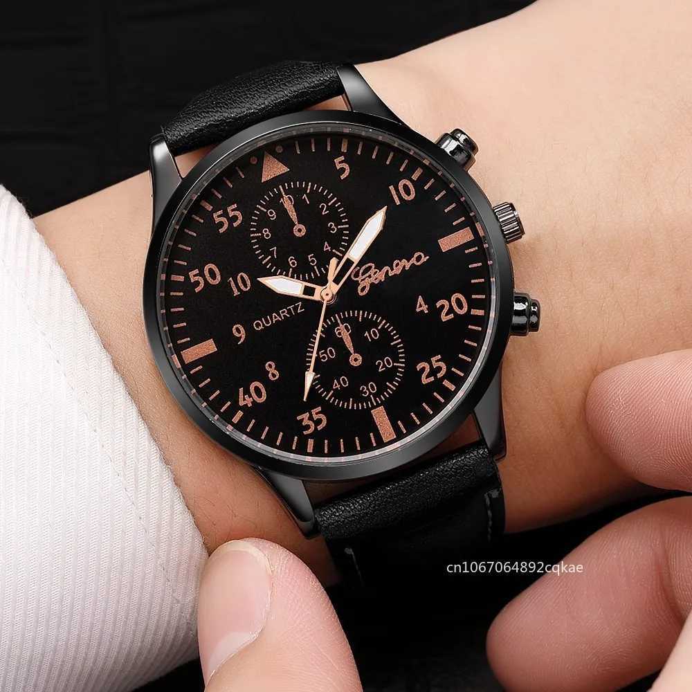 Fashion Business Brown Leather Quartz Wrist Watch Luxury Mens Bracelet Watches for Men Gift Reloj Hombre X241010