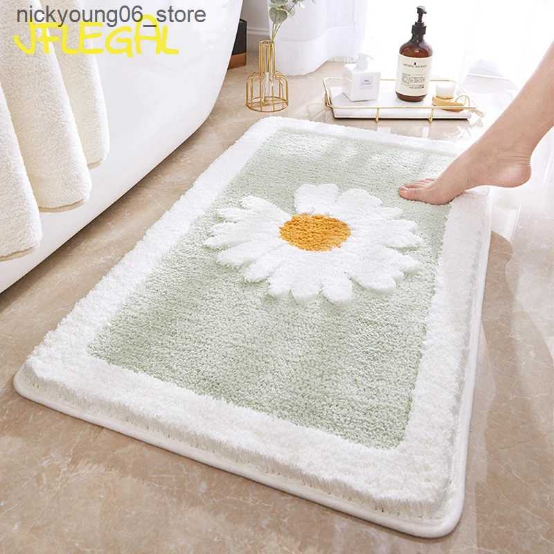 Non-Slip Bath Mats JFLEGAL Cartoon Little Daisy Flocking Rug Household Carpet Bathroom Non-Slip Mat Absorbent FloorLiving Room Decoration 60x90 L24091
