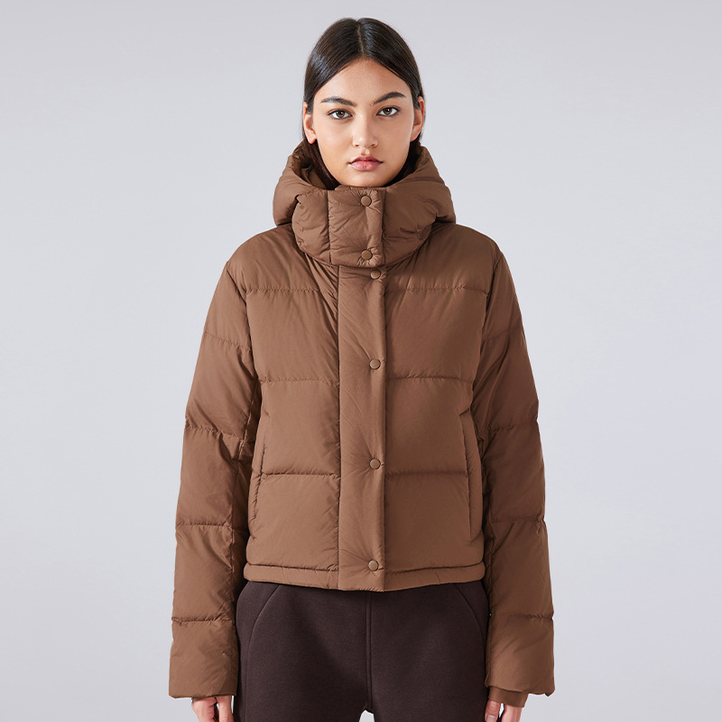 Winter new double breasted stand up collar warm down for women's casual versatile hooded waterproof windproof jacket DAW158