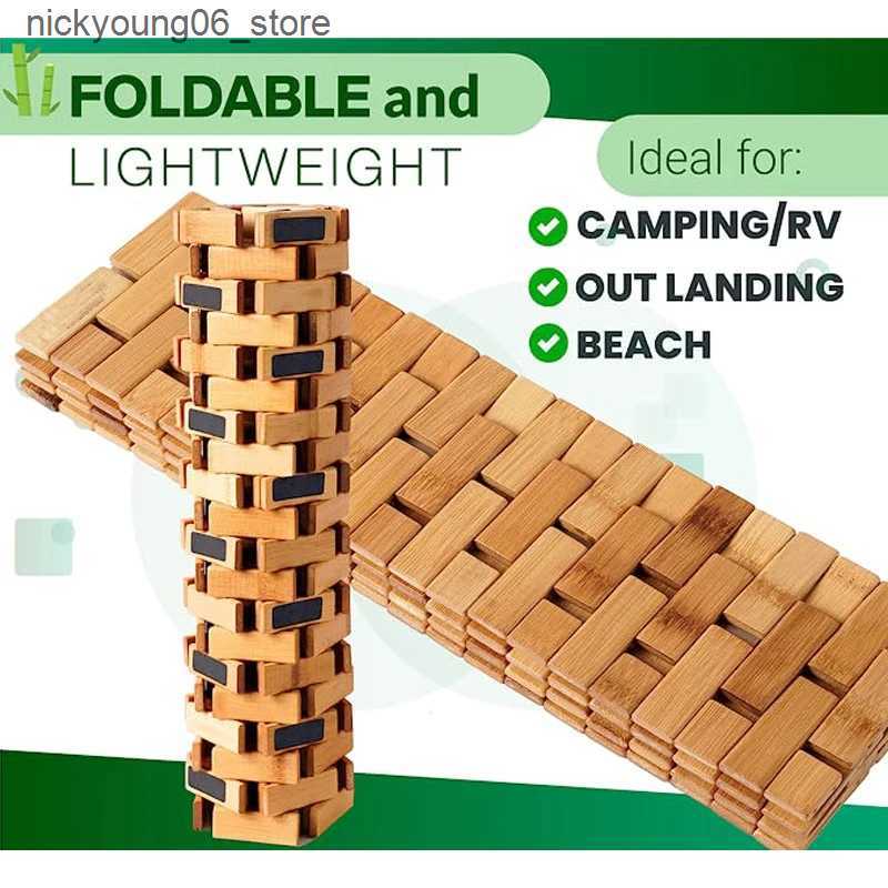 Non-Slip Bath Mats Natural Bamboo Wood Bath Mat Bathroom Sauna Spa Bathtub Kitchen Accessories Foldbale Bamboo Bath shower Mat with Non Slip L240910