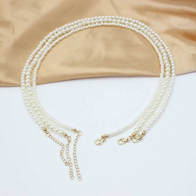 42+5cm Beige Imitation Pearl Pendant Necklace for Women Elegant Invisible Fish Wire Clavicle Bead Collares Wedding JewelryX241009