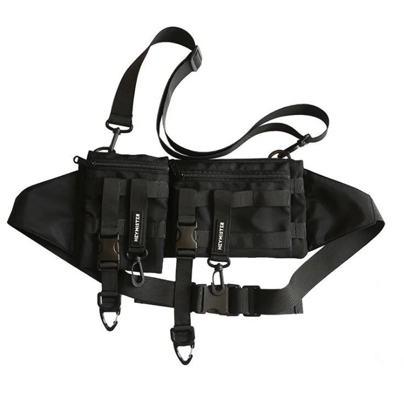 Multi functional tactical cross body bag mens Harajuku fashion Techwear detachable chest bag hip-hop waterproof waist bag 241008