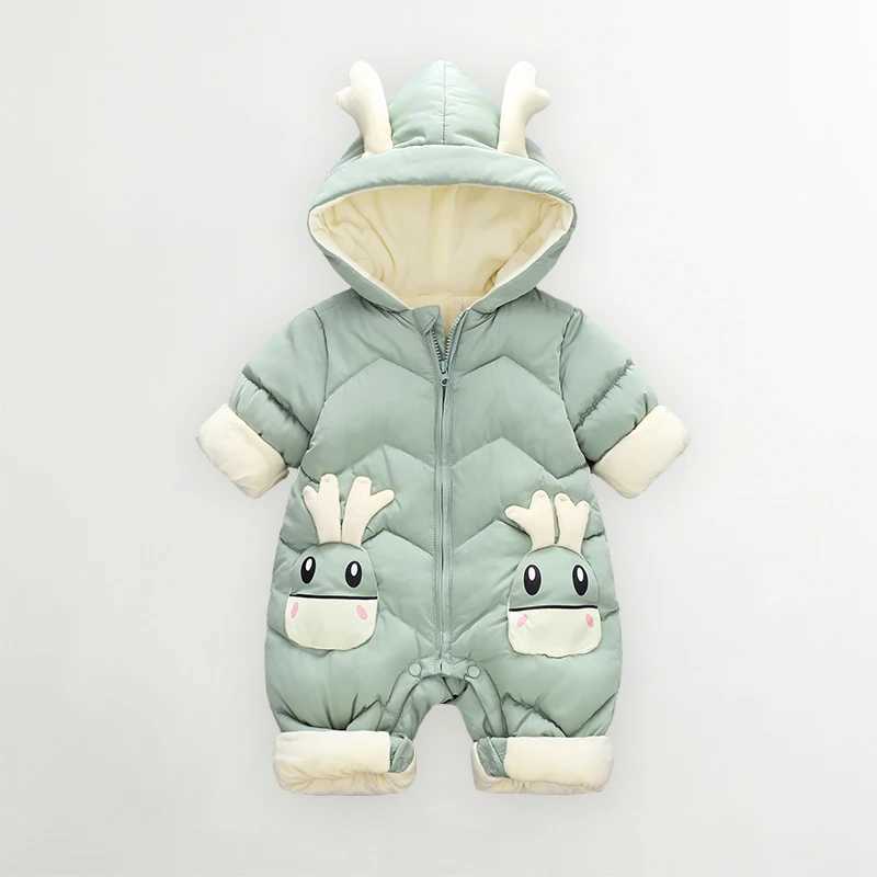 Down Coat 2024 New born Baby Girl clothes Winter Snowsuit Plus Velvet Thick Baby Boys Jumpsuit 0-3 Years Romper boy Overalls Toddler Coat H241010