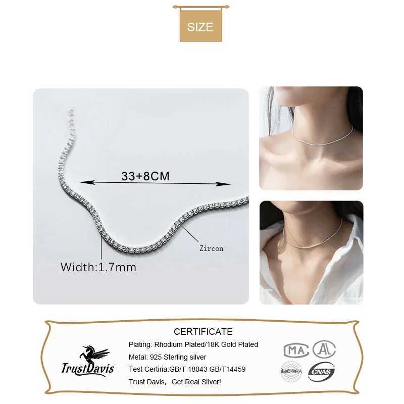Trustdavis Genuine 925 Sterling Silver Temperament Sweet Choker Dazzling CZ Short Necklace For Women Wedding Jewelry Gift DS1869X241009