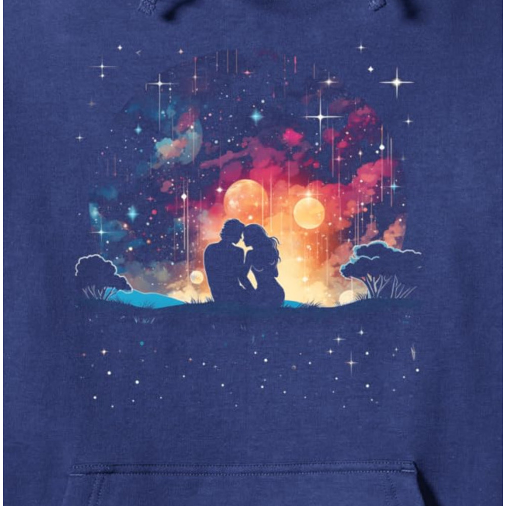 Hoodie for Mens Womens Valentines Day Stargazing Couple Stars Romantic Love Pullover Hoodie Graphic Pullover Long Sleeve