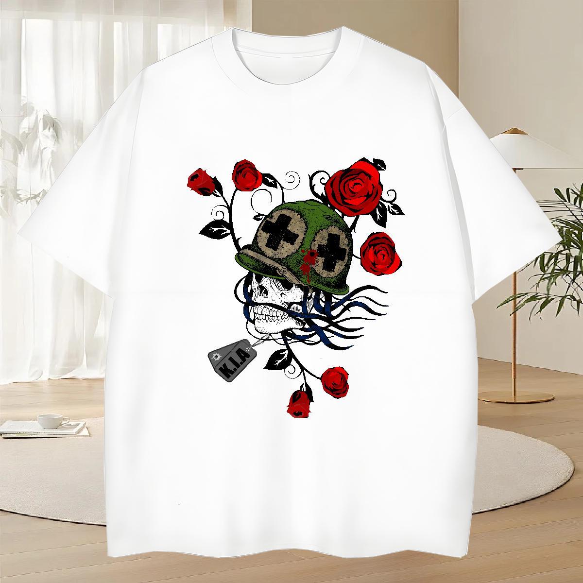 Designer T Shirts Men 100% Cotton 230g flower Sport DIY Logo Oversized Breathable Short Sleeve Men Tops Tees Classic Casual Clothes
