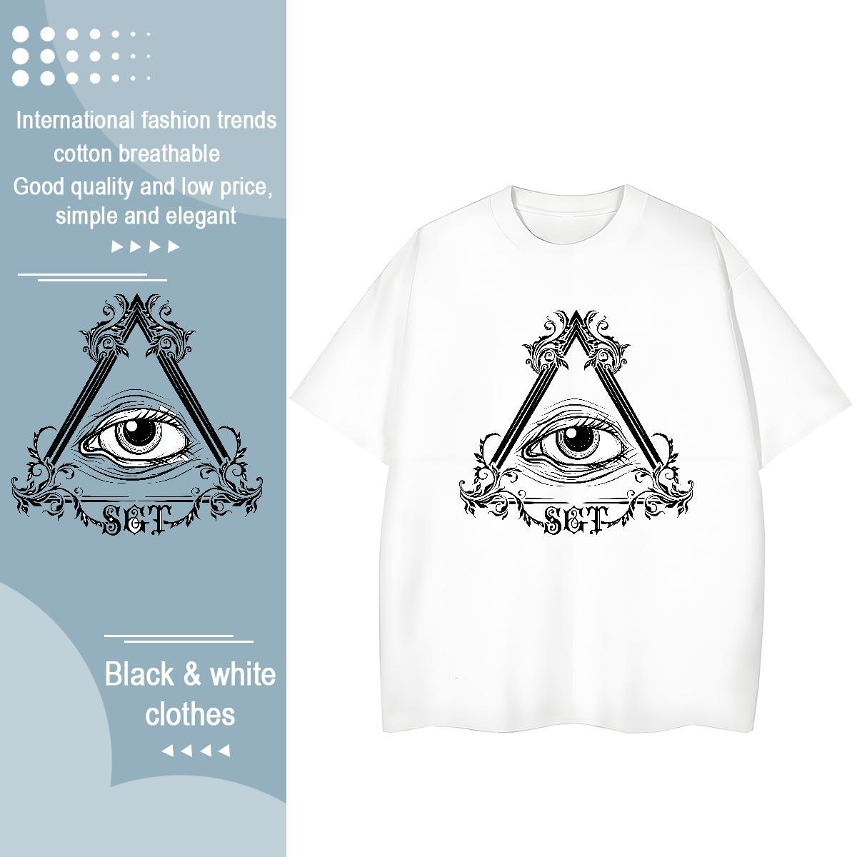 2024 T Shirts Women 230g 100% Cotton Comfortable Street Casual eye of the devil Women Tees Brand DIY Anime Printed Tee Shirt