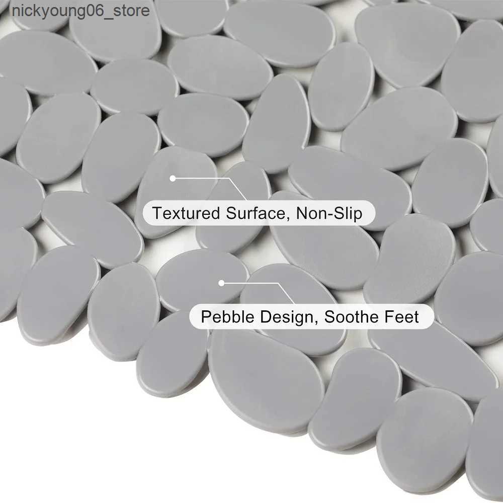 Non-Slip Bath Mats Non-Slip Bath Tub Shower Mats Pebble Shape Machine Washable Bathtub Mat With Drain Holes Suction Cups For Bathroom L240910