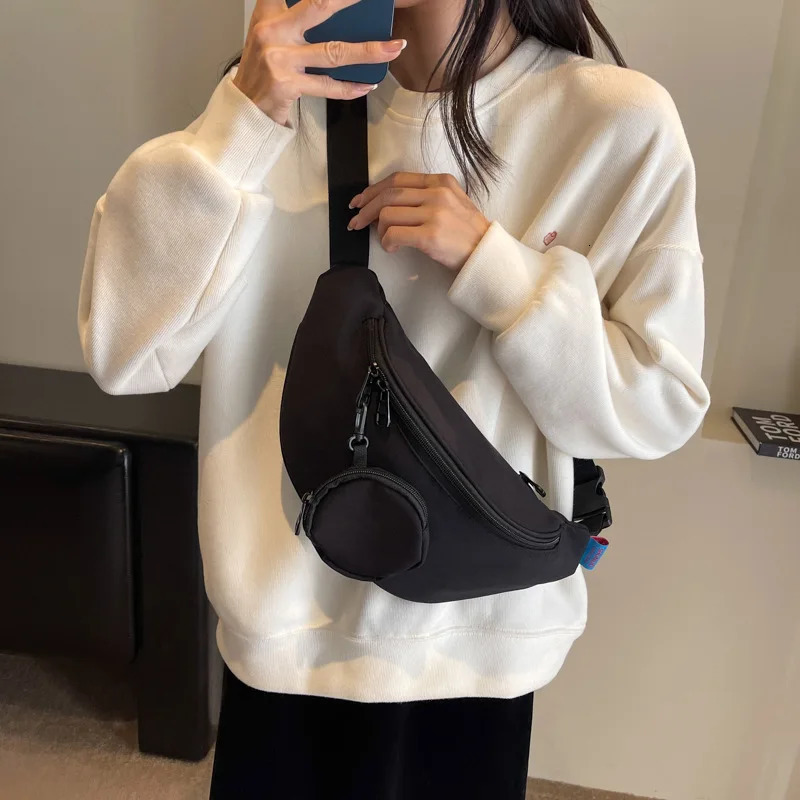 Black yellow orange punk hip-hop cross body bag mens womens street casual phone coin waist bag Techwear Fanny Pack 241008
