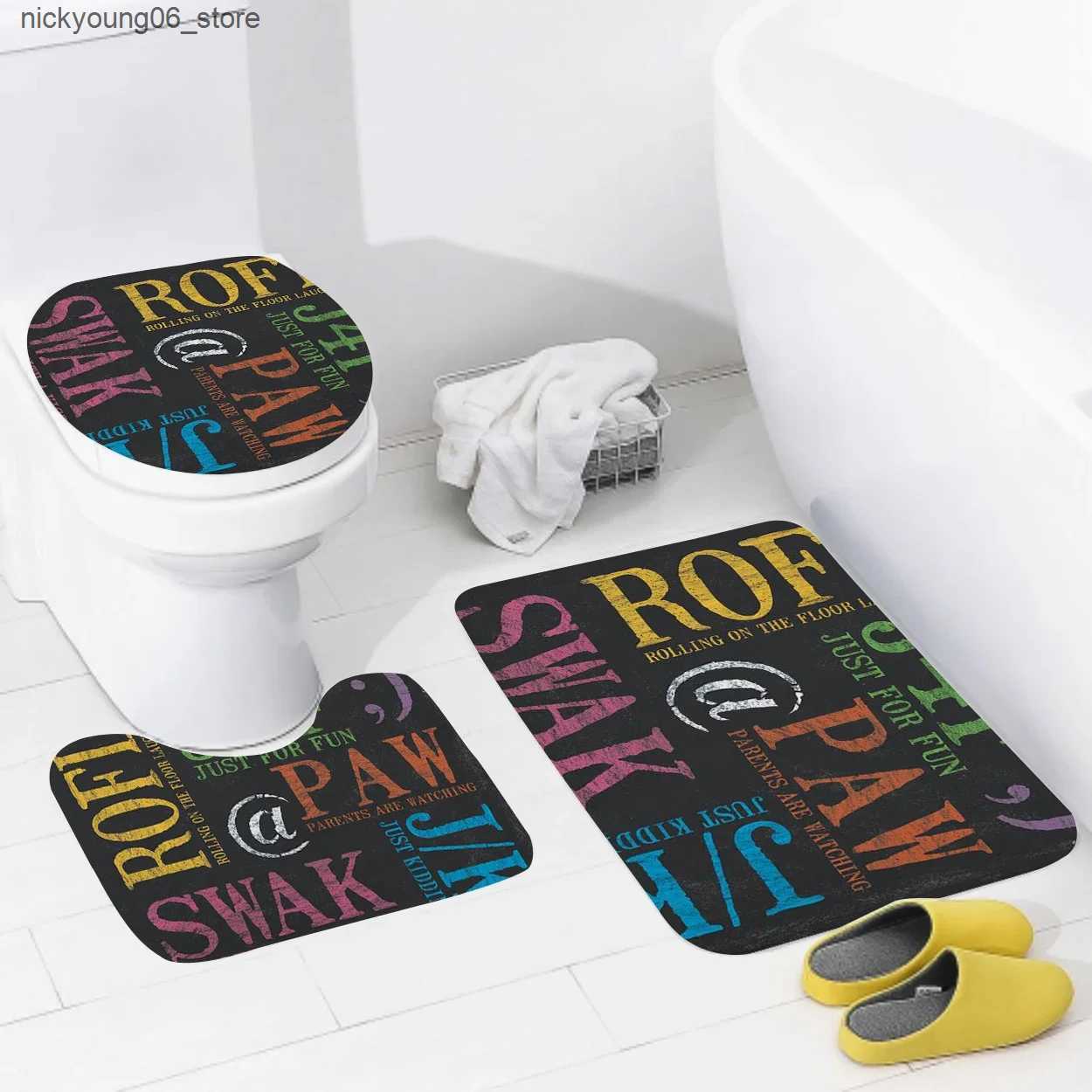 Non-Slip Bath Mats Non slip shower mat bathroom carpet shower retro pattern decoration water absorbing bathtub carpet toilet cover decorative cover L2
