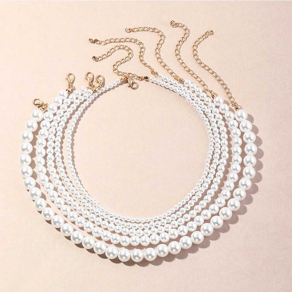 Vintage Necklace Simple Elegant Imitation Pearl Neck Chain Accessories Fashion Wedding Bride Jewelry Decoration Delicate GiftsX241009