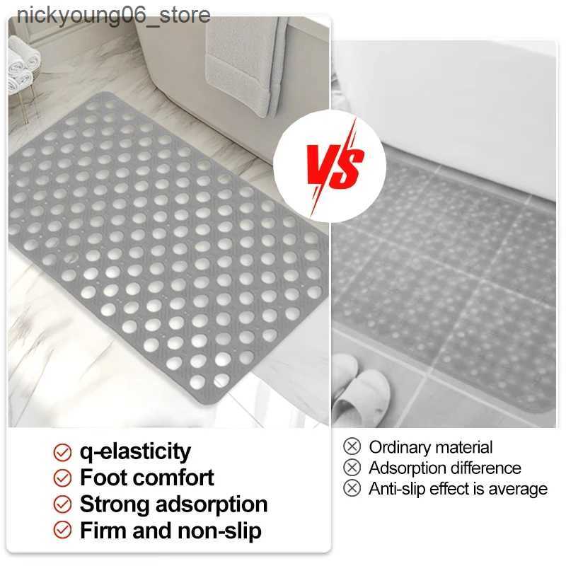 Non-Slip Bath Mats 1pc PVC Non-slip Bathroom Mat Quick Dry Foot Massage Waterproof Shower Mat with Suction Cup Soft And Comfortable bathtub Mat L24091
