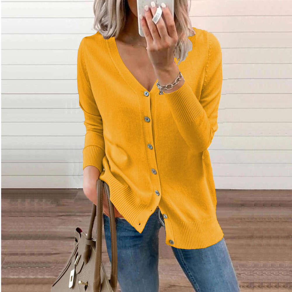 Autumn and Winter New Knitted Cardigan Loose Top Topped with Woolen V-neck sweater jacket Womens clothing