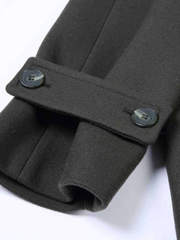 Mauroicardi Autumn Winter Long Oversized Windproof ArmyGreen Black Warm Woolen Trench Coat Men Single Breasted Runway Fashion LX241010