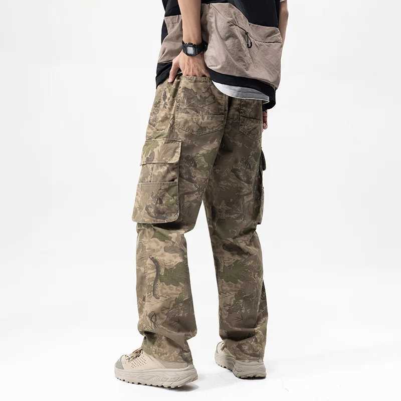 Desert Camouflage Overalls Mens 2024 New Loose Straight Fashion Mens High end Street Korean Casual Pants W241009
