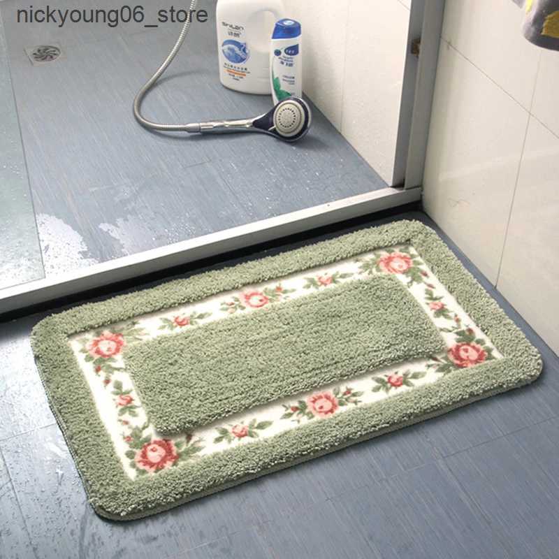 Non-Slip Bath Mats Pastoral Style Bath Mat Multi -Sizes Bathroom Kitchen Carpets Set Anti-Slip Doormat Shower Room Toilet Rugs Floor Area Decor Pad L2