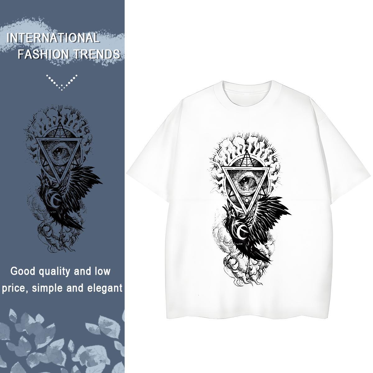 TOP Quality T-Shirts for Women 230g Pure Cotton Breathable Short Sleeve Sport eye of the devil Couples T Shirts Soft Custom Print Plus Size Clothes Sh