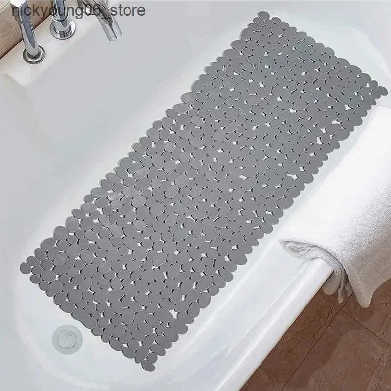 Non-Slip Bath Mats Non-Slip Bath Tub Shower Mats Pebble Shape Machine Washable Bathtub Mat with Drain Holes Suction Cups for Bathroom L240910 L0910