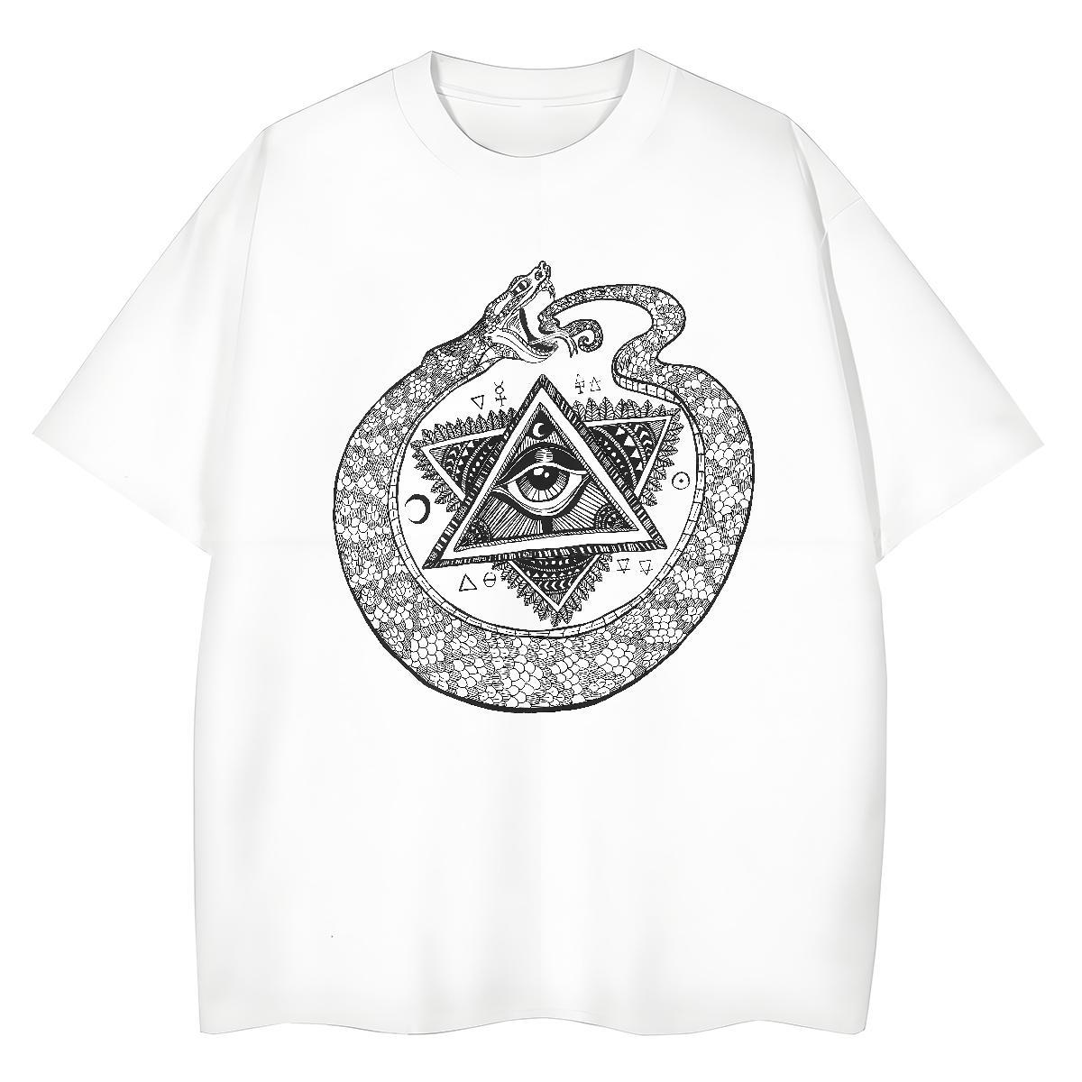 Fashion Casual T-Shirts for Women 230g 100% Cotton Short sleeve Soft Daily Outfit eye of the devil Unisex Tshirts Free Shipping Anime Print Clothes Sh