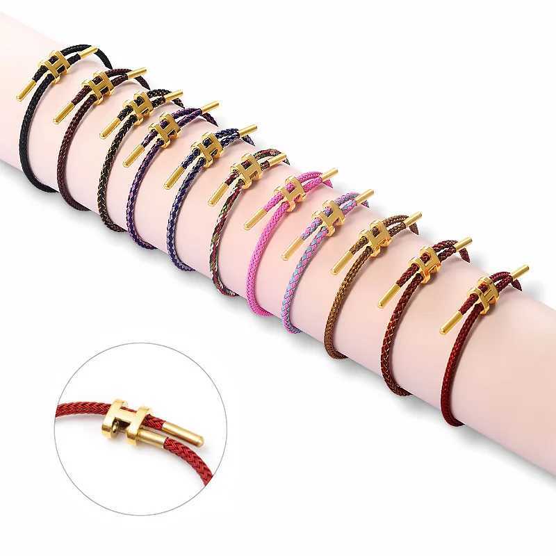 Charm Bracelets ALTERA New Fashion Colorful Charm Adjustable Bracelet Simple Stainless Steel Rope Bracelet Female BFF Couple Jewelry Gift J241010