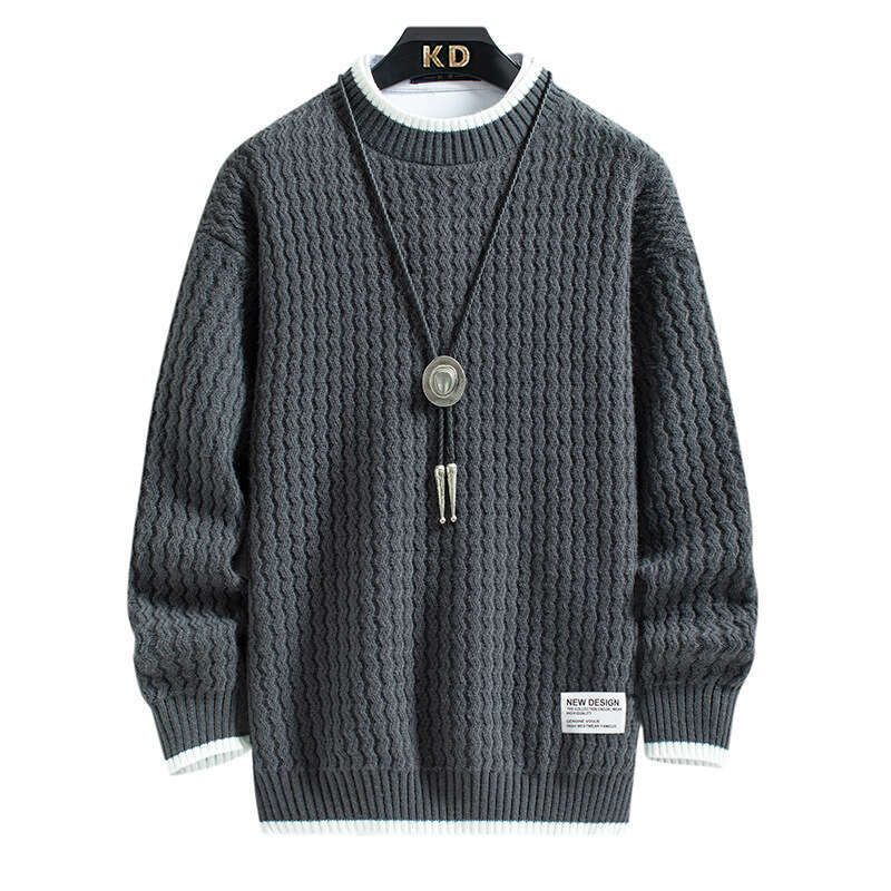 Autumn And Winter Sweaters For Men, Korean Style Trendy Solid Color Woolen Clothes, Loose Autumn And Winter Round Neck Jackets, Knitted Sweaters For M