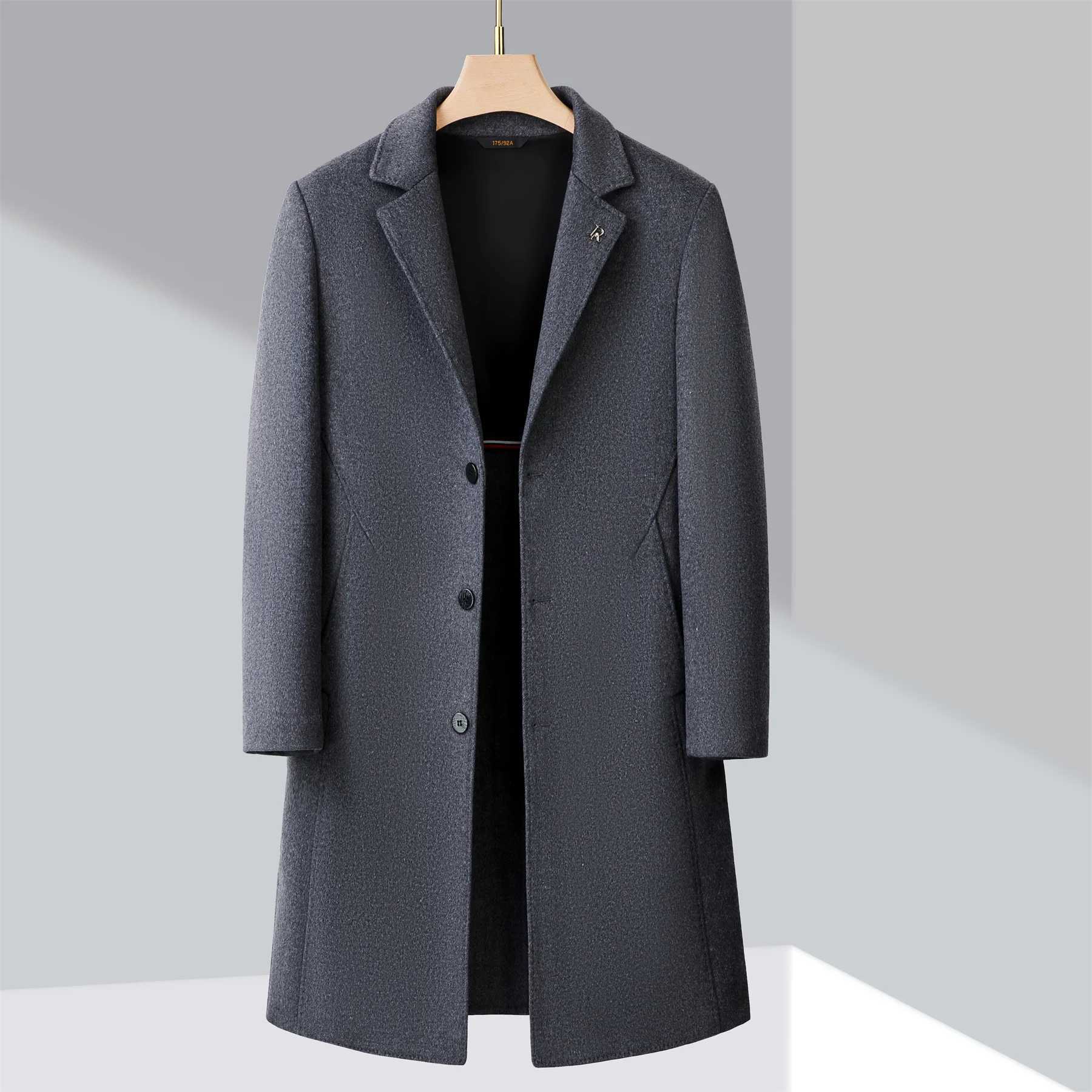 Winter Wool Material Long Style Windbreaker Casual Business Temperament Mens Clothing Fashion Trend Mens Luxury Brand Jacket LX241010