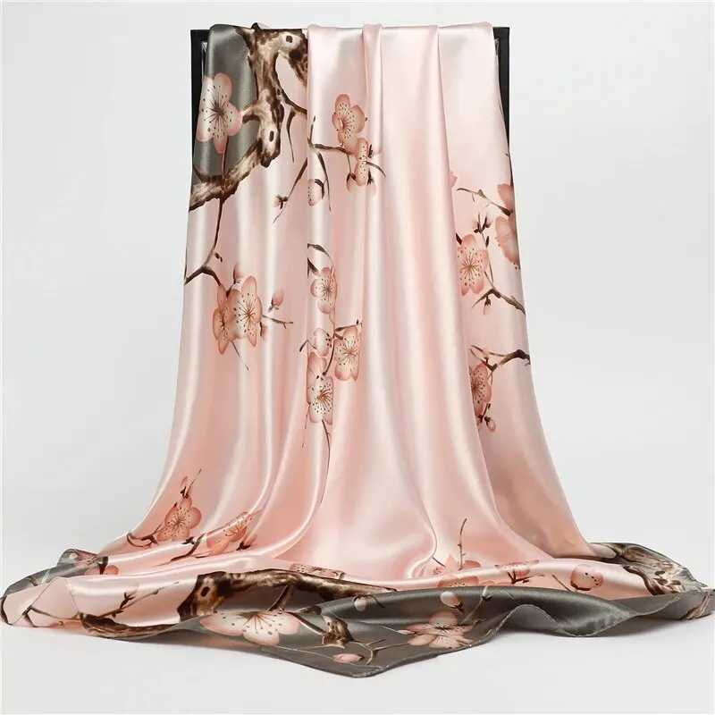 Bandanas Durag 90cm silk satin headscarf square scarf womens luxurious printed elegant hair handbag Foulard Shl Wrs neck tie headscarf J241010
