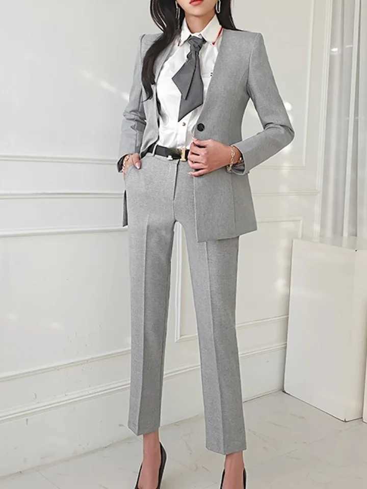 Womens retro high-quality office set womens work clothes OL underwear set womens jacket vest three piece set W241009