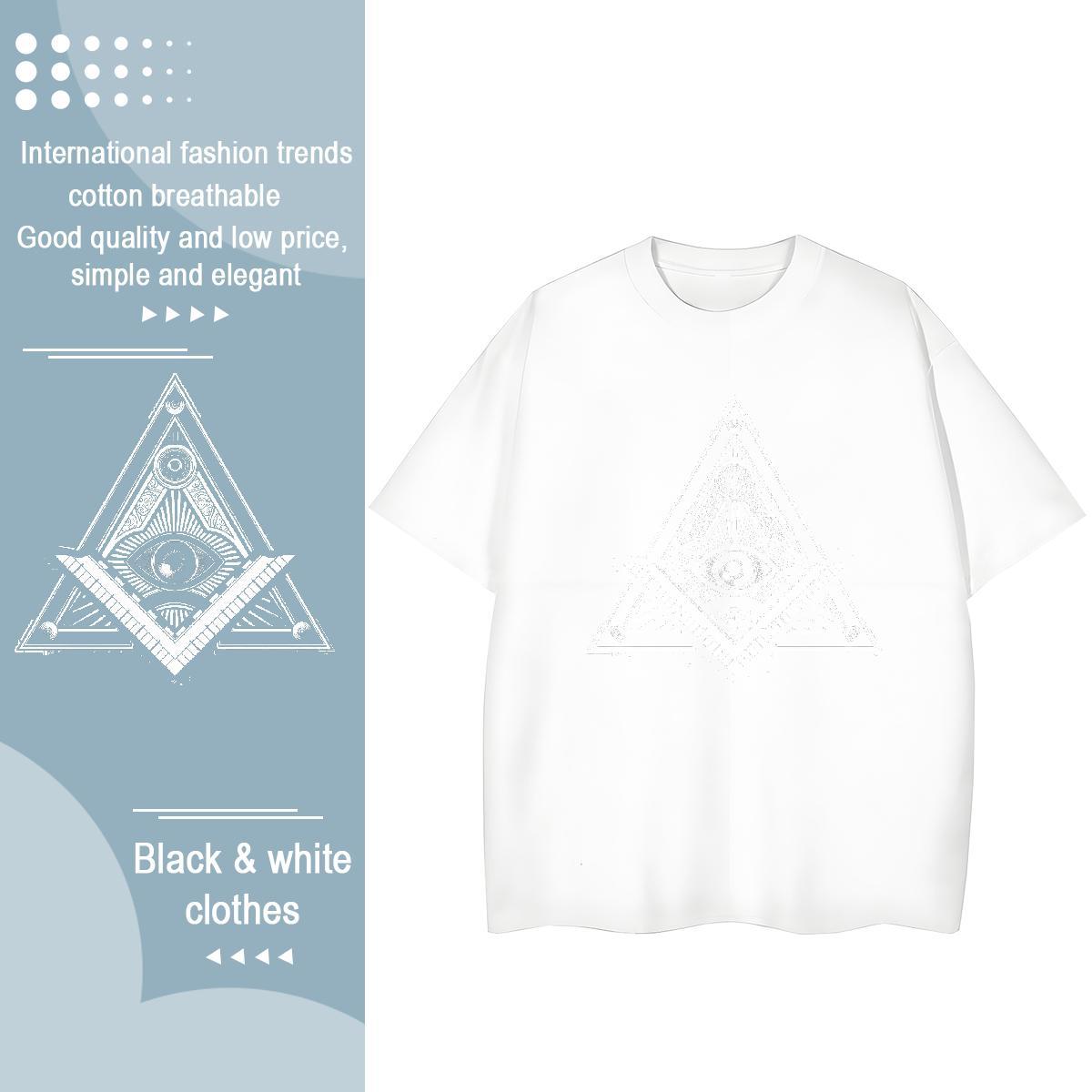 New T shirt 230g Pure Cotton Breathable Street Wear eye of the devil Couples T Shirts Soft Anime Tops