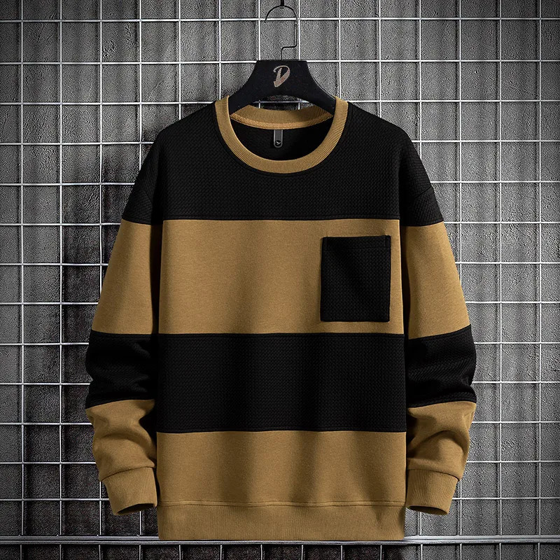 Spring Mens Striped Sweater Cotton Super Large Hoodie Long Sleeve OCollar Zipper Street Clothing Fashion Top 6XL 8XL 241010