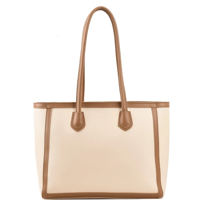 PU large capacity handbag womens retro contrasting color zipper texture Versatile Communicating Simple Shoulder Bags 241008