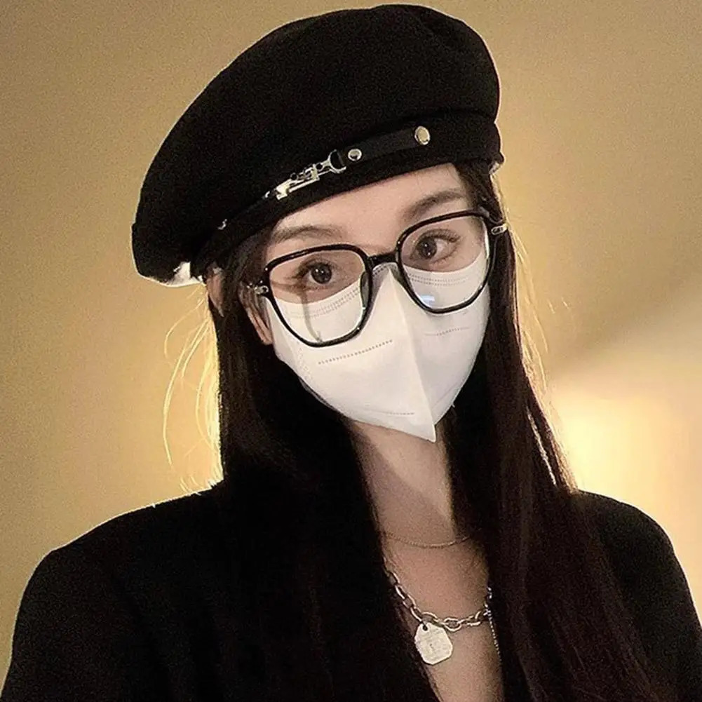Metal buckle beret British retro casual womens metal leather buckle autumn winter octagonal beret painted hat autumn hat 241007