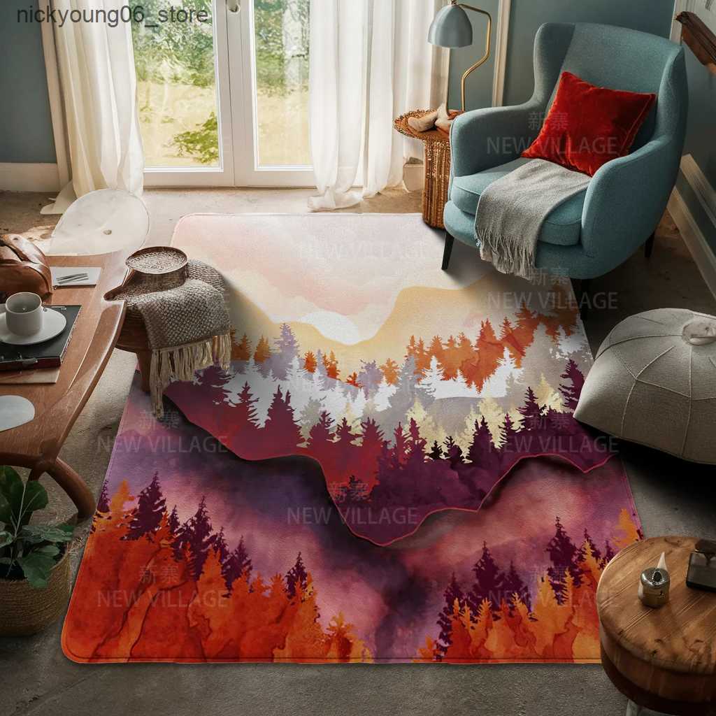 Non-Slip Bath Mats Living room floor mats carpet family door mat modern Nordic style room bathroom feet bathroom non-slip kitchen Landscape sunset L24