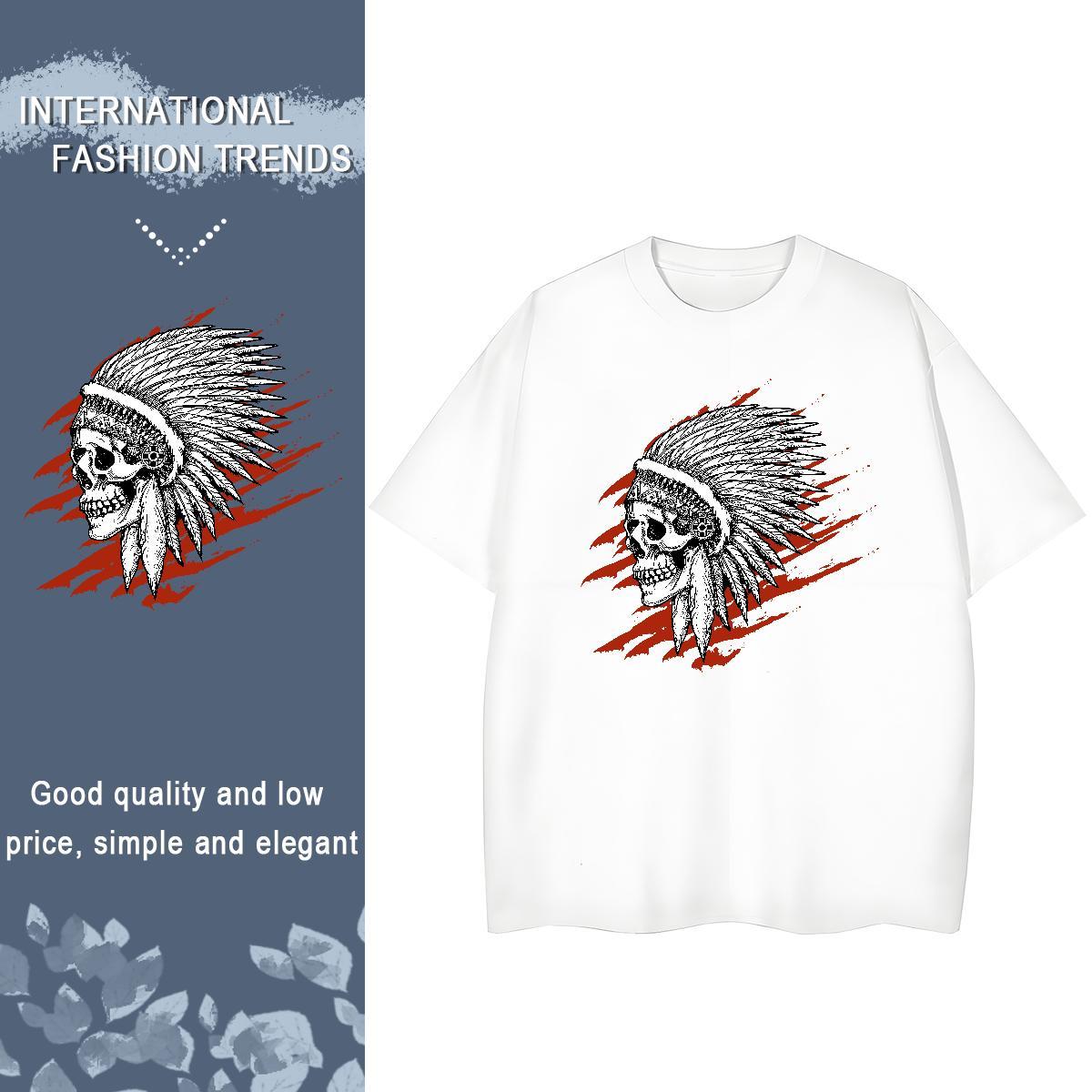 New Arrival Women T Shirts 230g 100% Cotton O-Neck Short Sleeve High Street Hip Hop skull Couples T Shirts High quality Cartoon Printing L-4XL Clothin