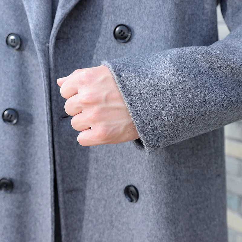 Autumn And Winter Handmade Mens Double-Sided Suit Collar Korean Version 100% Merino Wool Coat Cashmere Business Coat Short Top LX241010