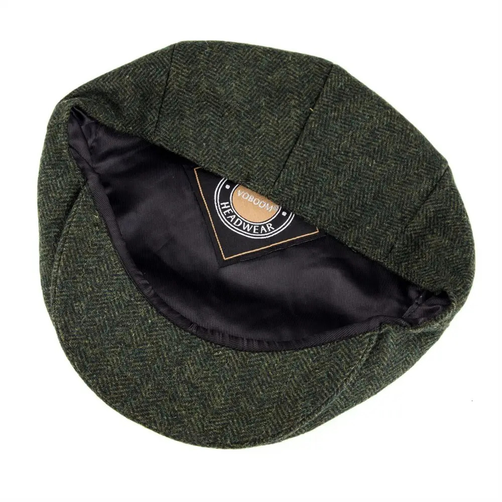 VOBOOM wool tweed herringbone Irish hat mens and womens beret driving s boys golf ivy flat green black yellow 200 241009